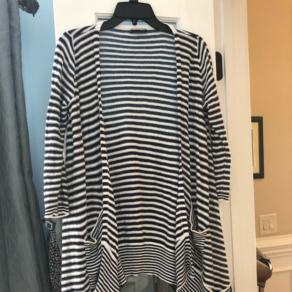Navy and white striped sweater size M